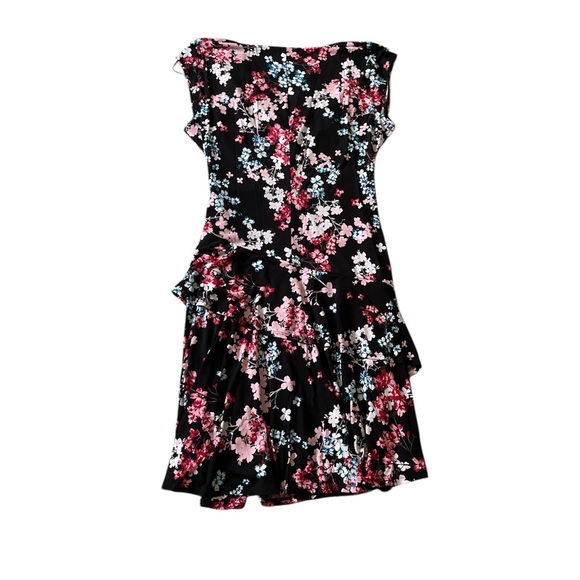 Elle Pink and White Fit and Flare Midi Dress V-neck Sleeveless - Picture 2 of 6